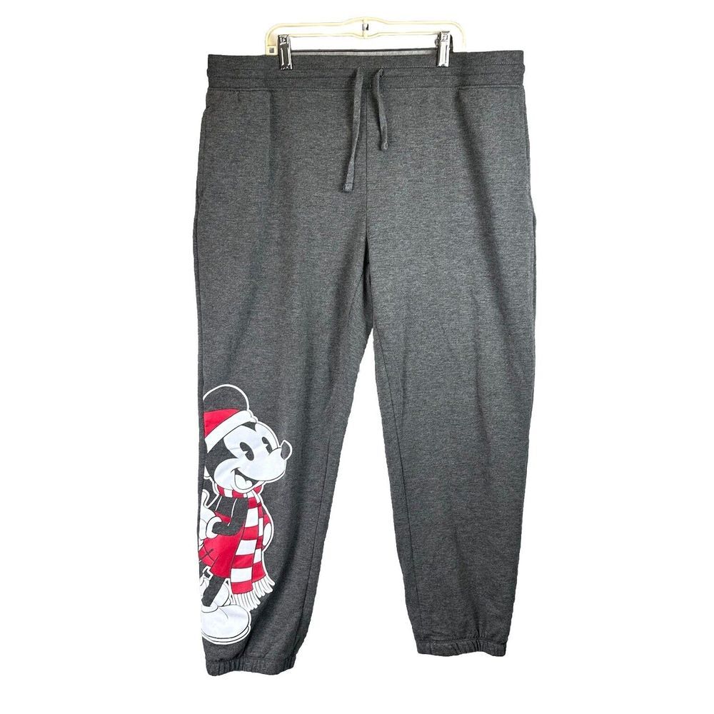 Women's Disney Mickey Mouse Plus Size Gray‎ Joggers Size XXL 2XL Tapered String